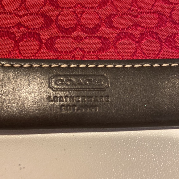 Vintage Coach Key Chain small wallet combo red Classic C w/ brown leather, Y2K - Picture 4 of 10